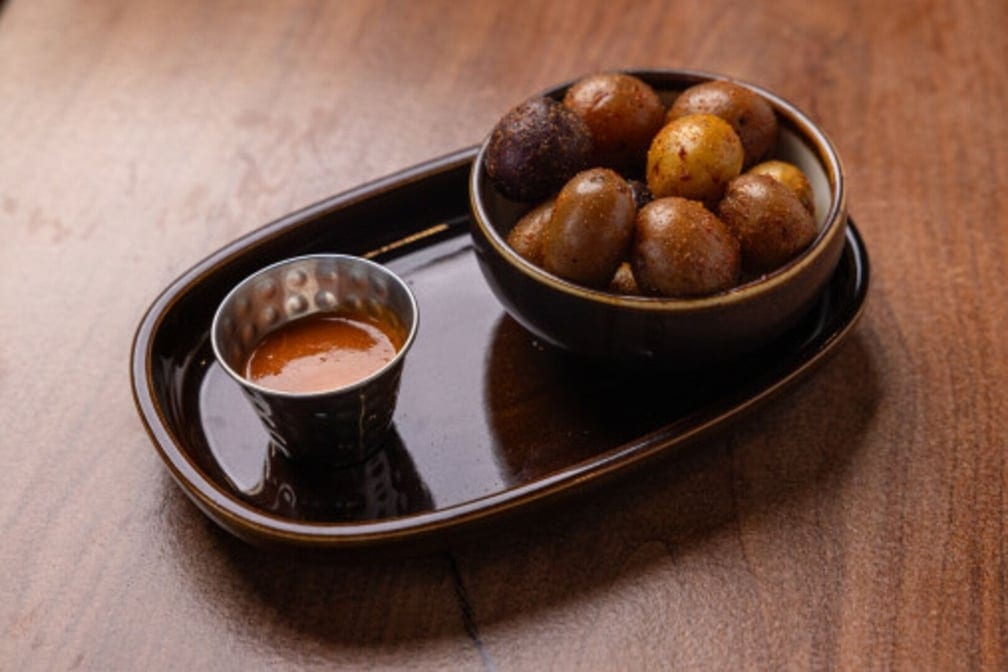 Bravas Spiced Duck Fat Marble Potatoes.