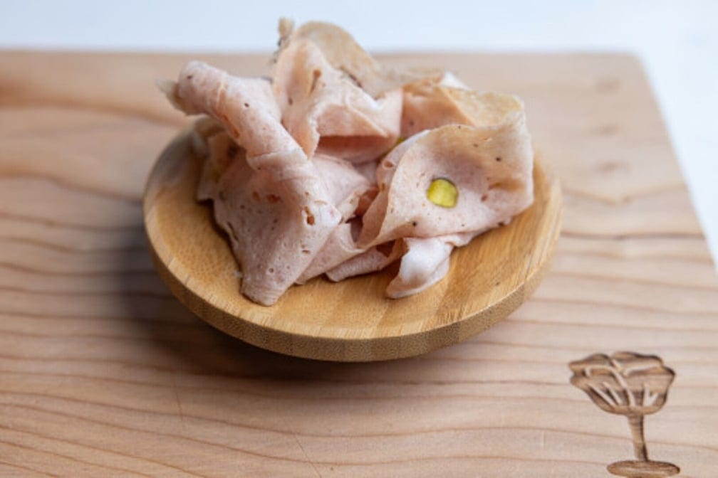 Olympia Provisions Mortadella with Pistachio.