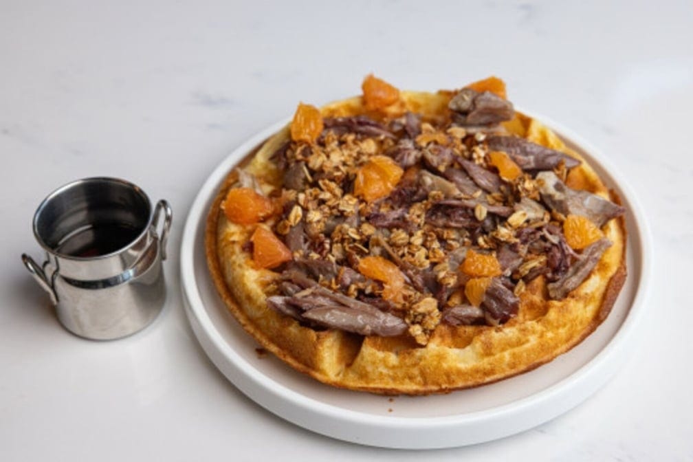 Duck Confit Belgian Waffle.