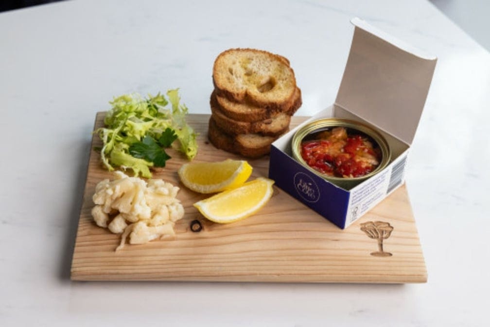 Blue Cove Preserves Branzino with Peppers.